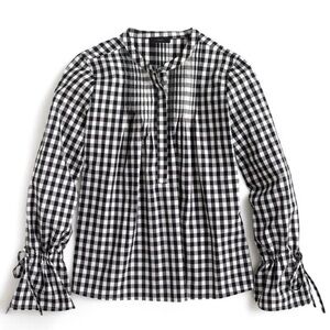 NWOT J.Crew gingham tie sleeve top